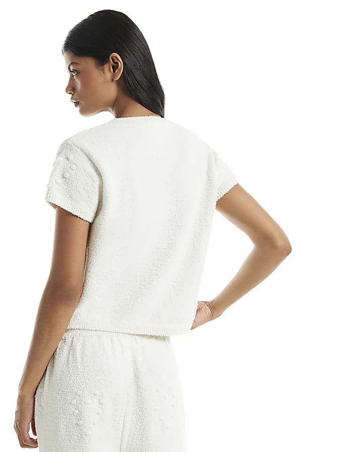 Cream Cosy Heart Embossed T-Shirt