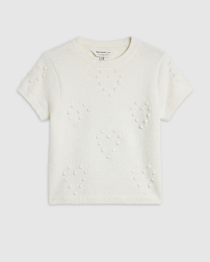 Cream Cosy Heart Embossed T-Shirt