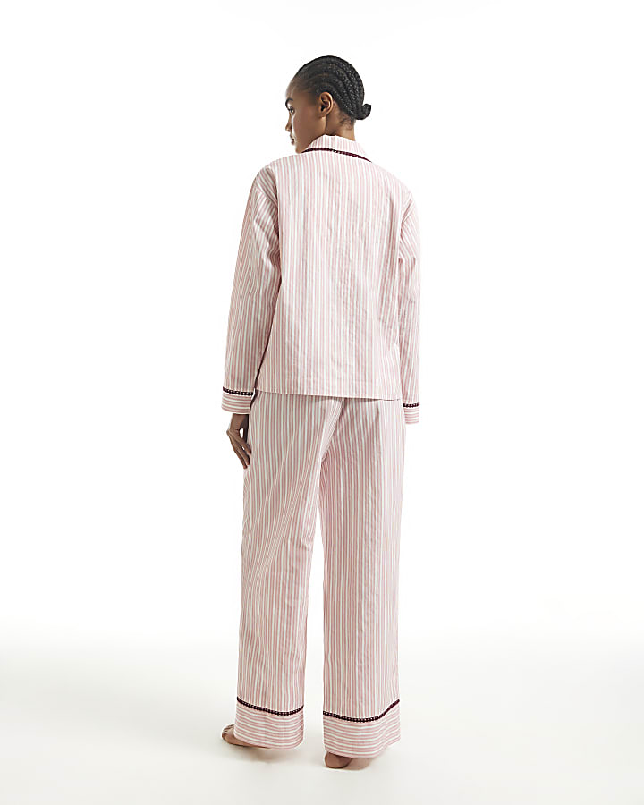 Pink Stripe Heart Trim Pyjamas