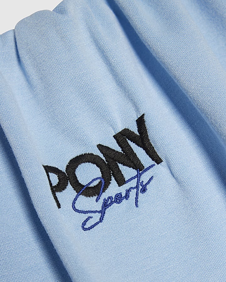 Blue Pony Stripe Bubble Hem Bandeau Top