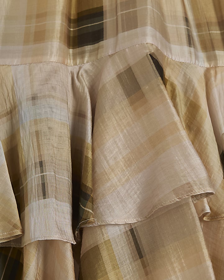 Petite Cream Muted Check Swing Dress