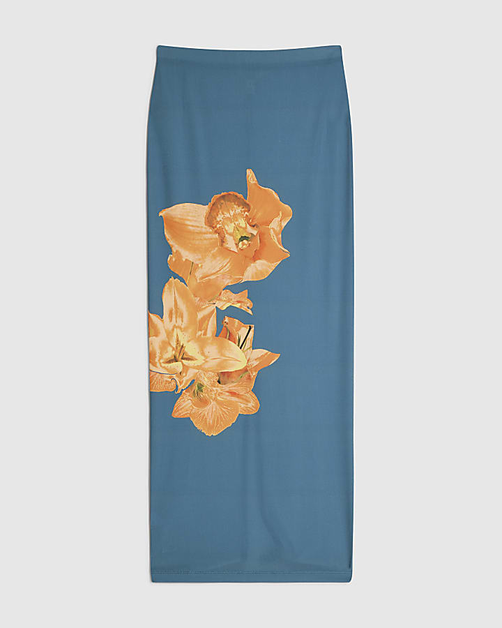 Green Floral Maxi Skirt