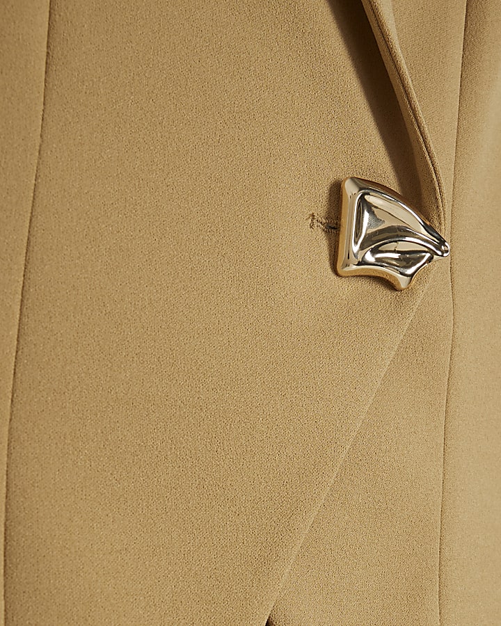 Beige Cap Sleeve Waistcoat Jumpsuit