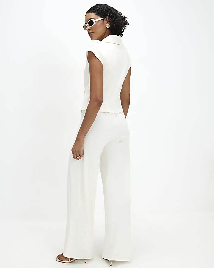 Cream Cap Sleeve Jumpsuit