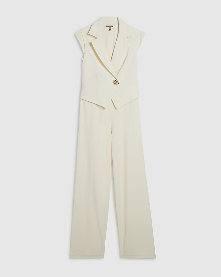 Cream Cap Sleeve Jumpsuit