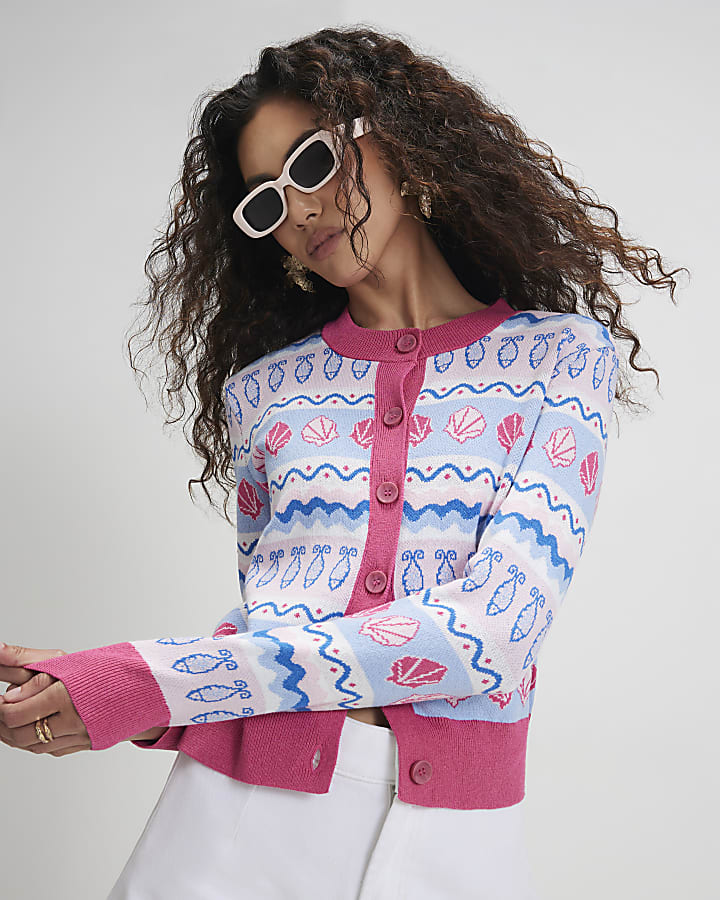 Pink Knitted Shell Cardigan