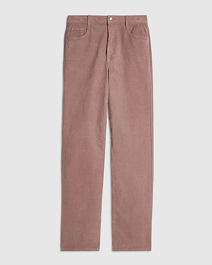 Pink Corduroy Relaxed Straight Leg Jeans