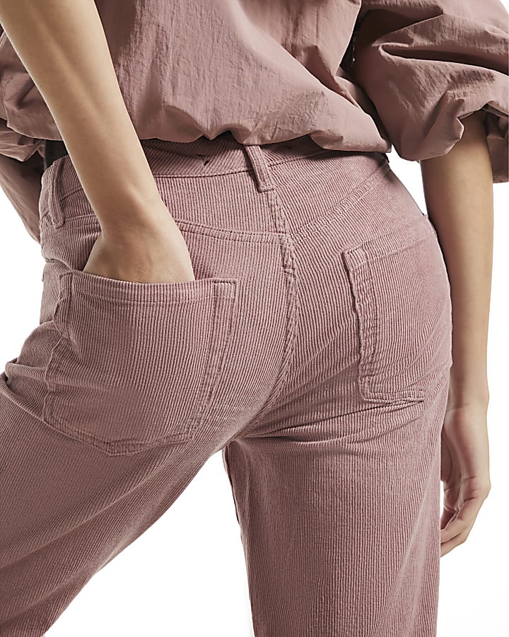 Pink Corduroy Relaxed Straight Leg Jeans