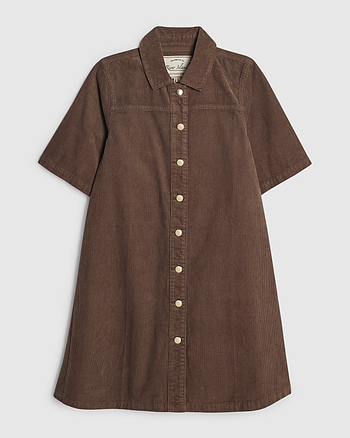 Brown Corduroy Smock Dress