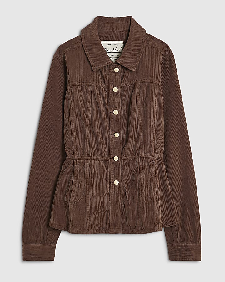 Brown Corduroy Waisted Jacket
