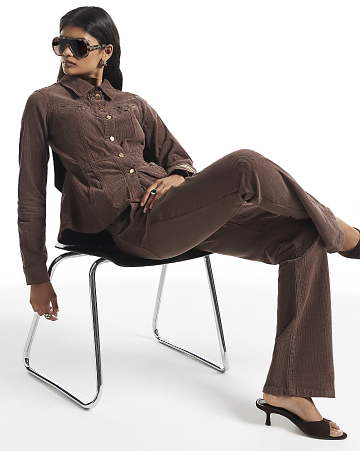 Brown Corduroy Waisted Jacket