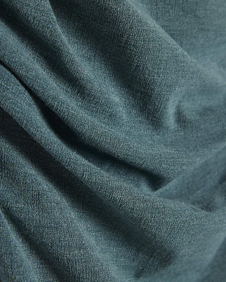 Green Washed Drape Side Maxi Skirt