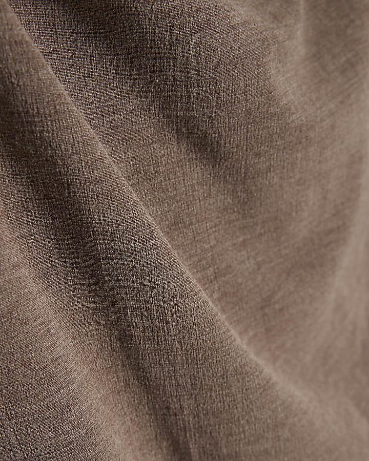 Brown Washed Drape Side Maxi Skirt