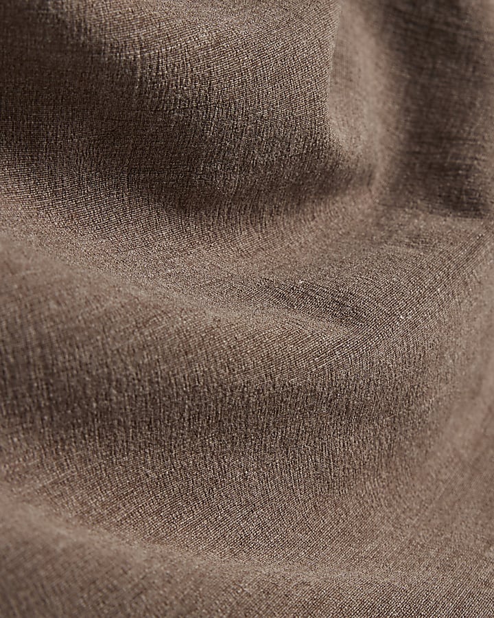 Brown Washed Drape Front Halter Neck Top