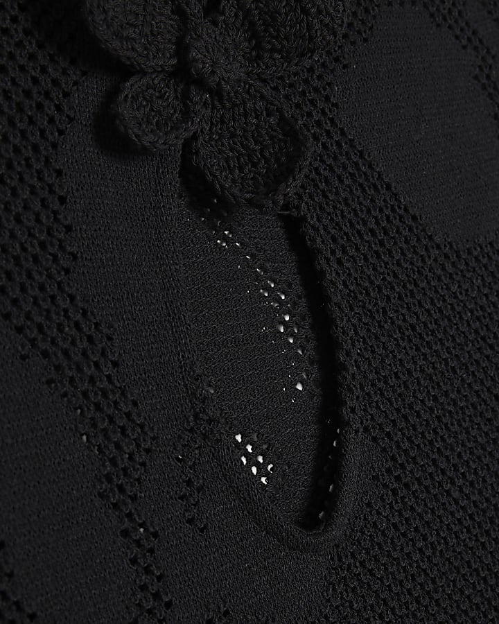 Black Crochet Floral Maxi Dress