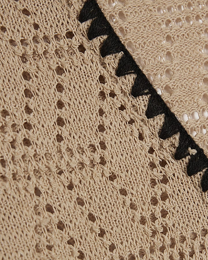Beige Crochet Whipstitch Maxi Dress