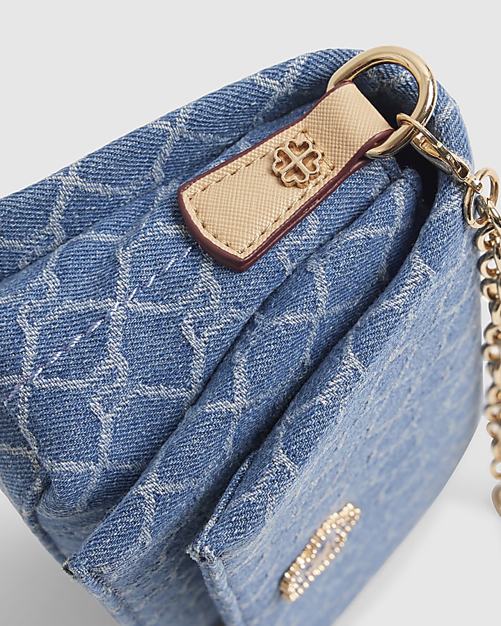Blue Monogram Denim Flap Over Crossbody Bag