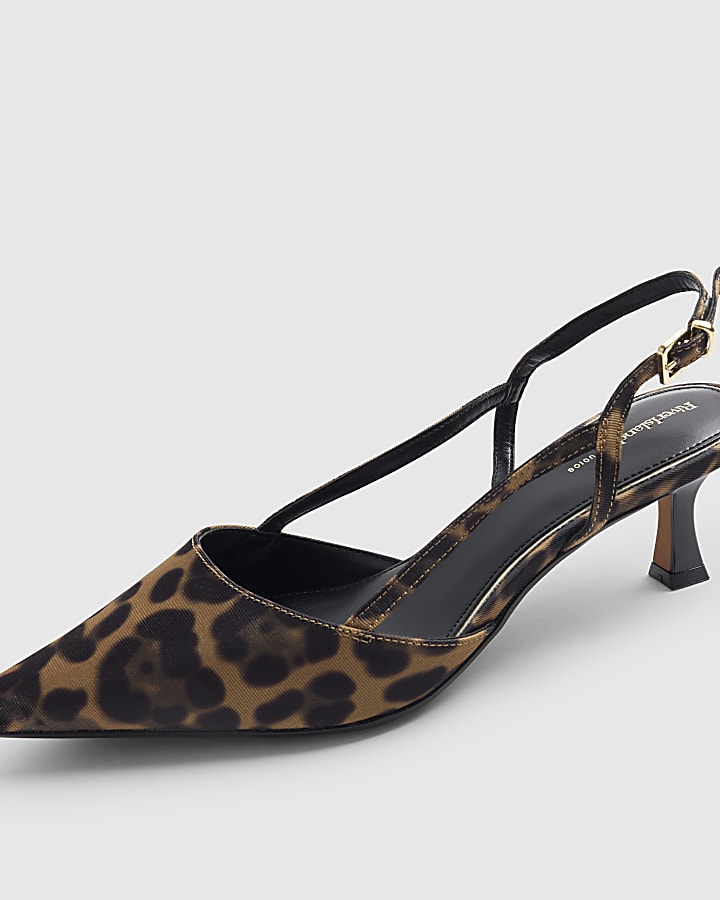 Brown Leopard Slingback Court Heels