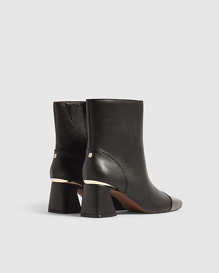 Black Toe Cap Ankle Boots