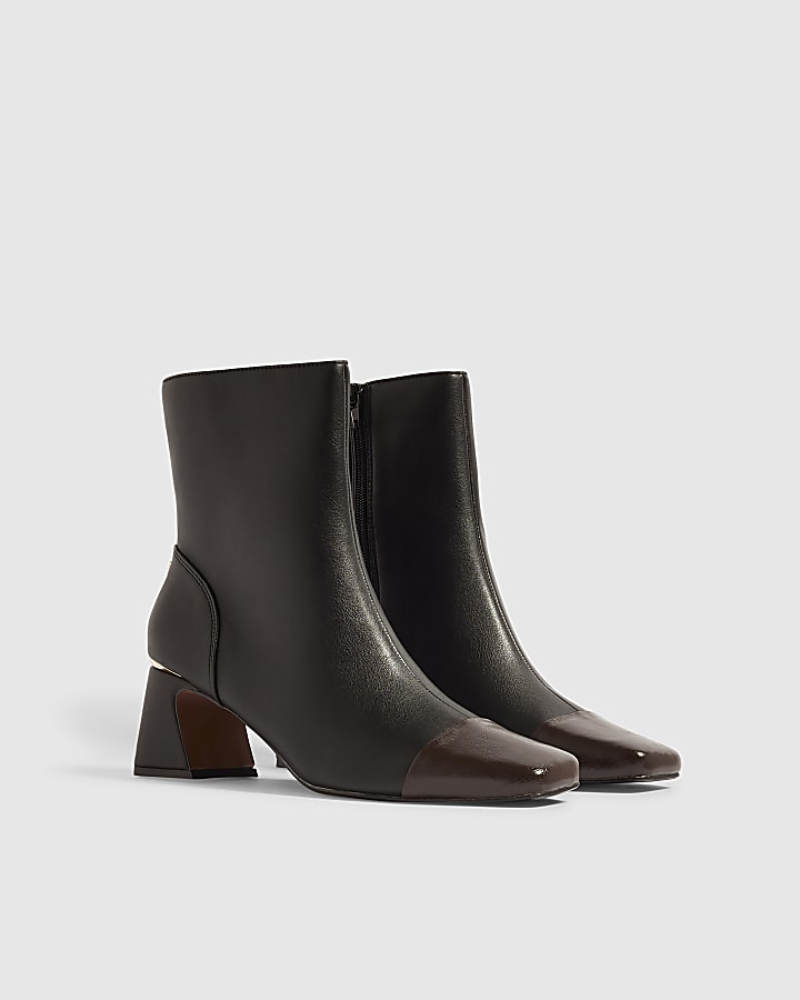 Black Toe Cap Ankle Boots