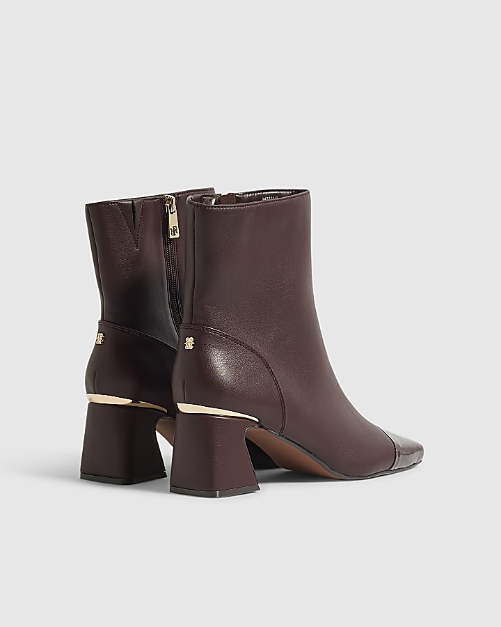 Burgundy Toe Cap Ankle Boots