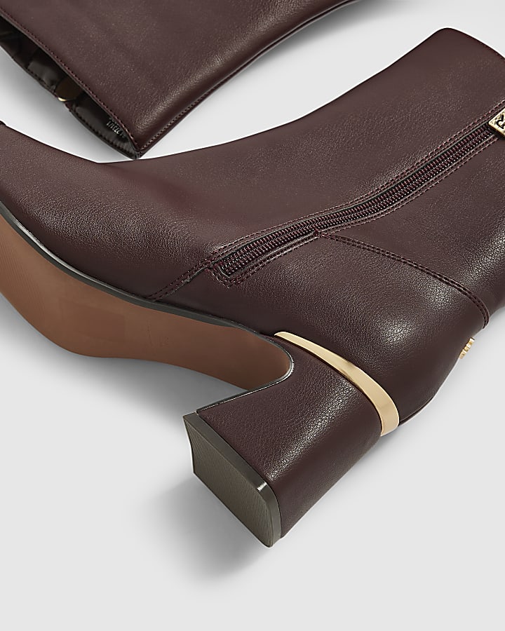 Burgundy Toe Cap Ankle Boots