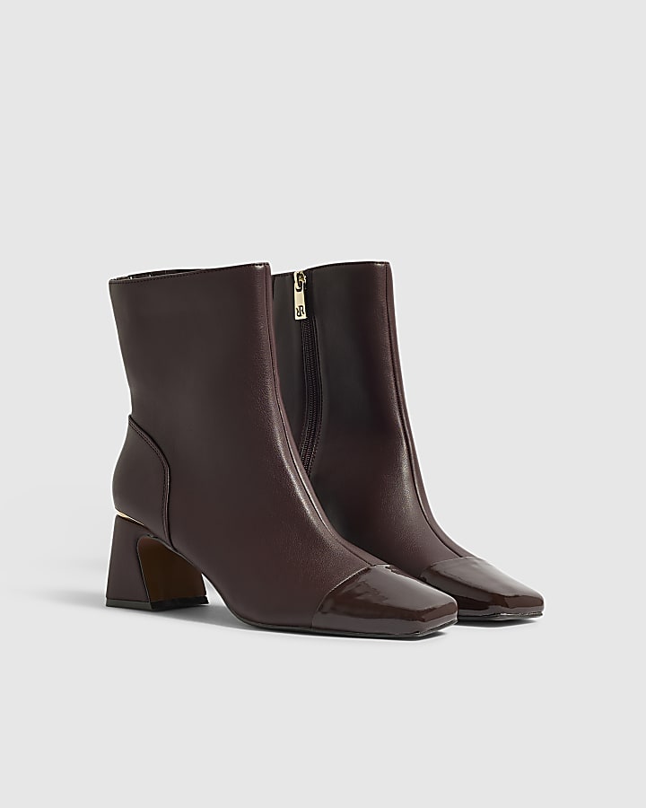 Burgundy Toe Cap Ankle Boots