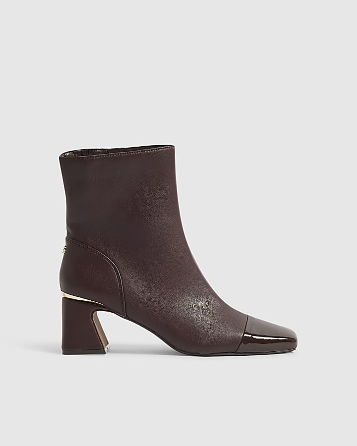 Burgundy Toe Cap Ankle Boots