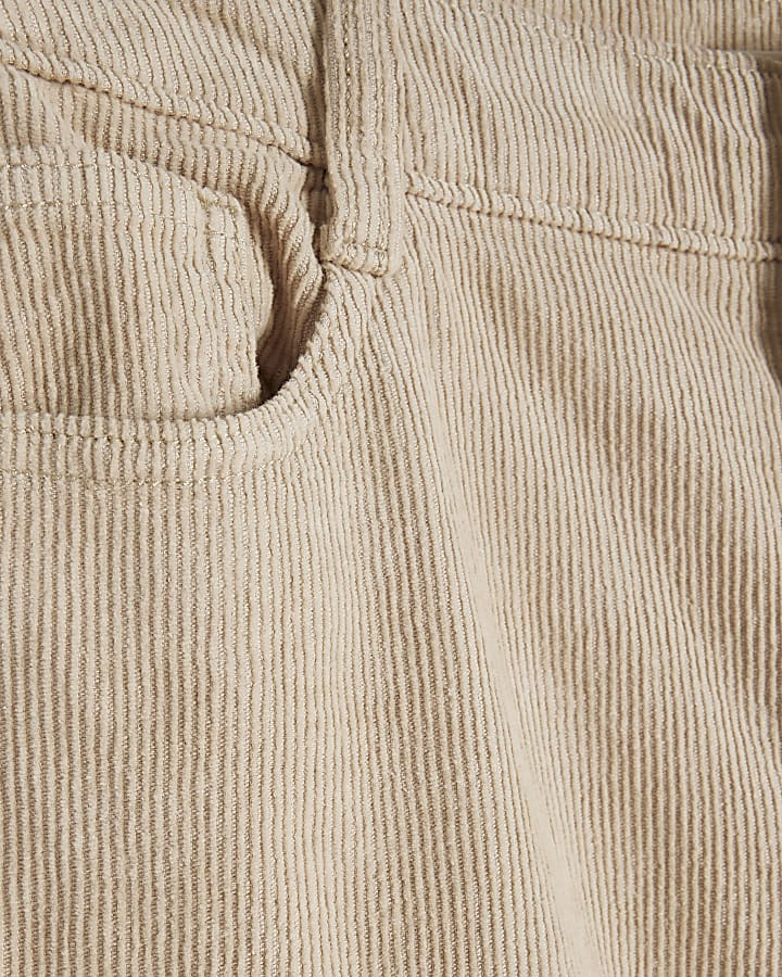 Cream Corduroy High Waisted Straight Jeans