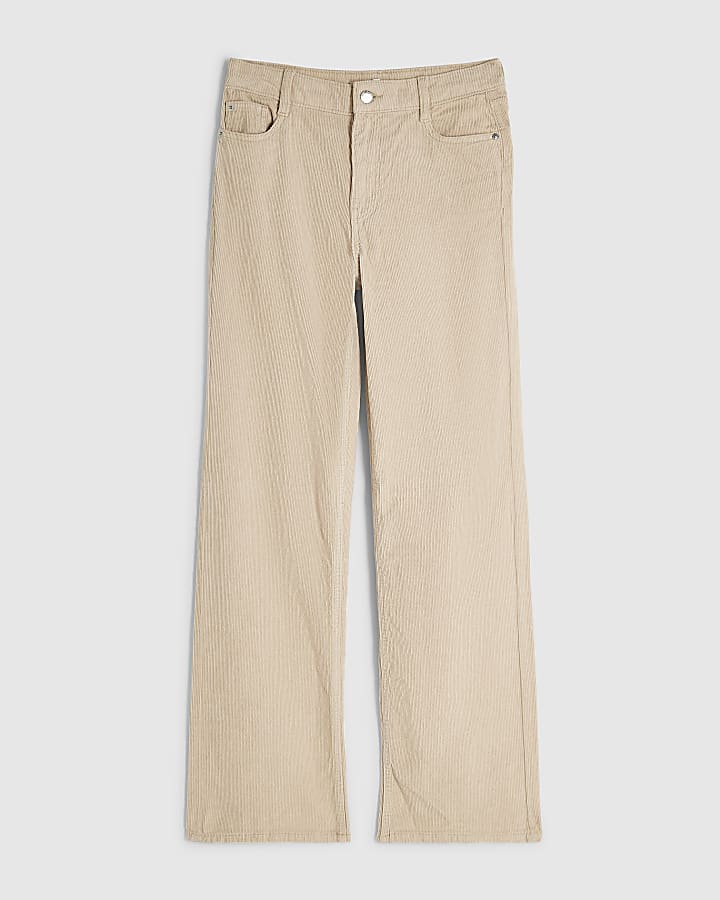 Cream Corduroy High Waisted Straight Jeans