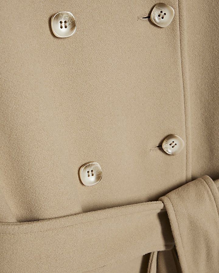 Beige Funnel Neck Robe Coat