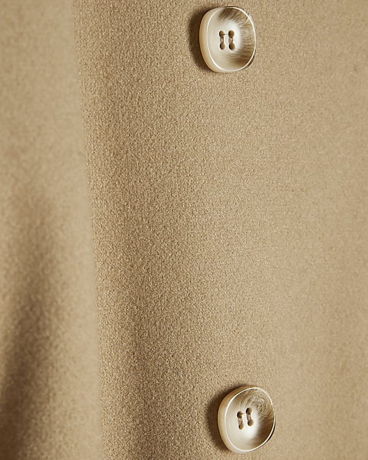 Petite Beige Funnel Neck Robe Coat