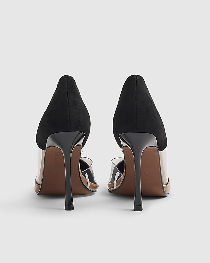 Black Spliced Perspex Court Heels