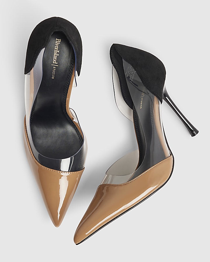 Black Spliced Perspex Court Heels