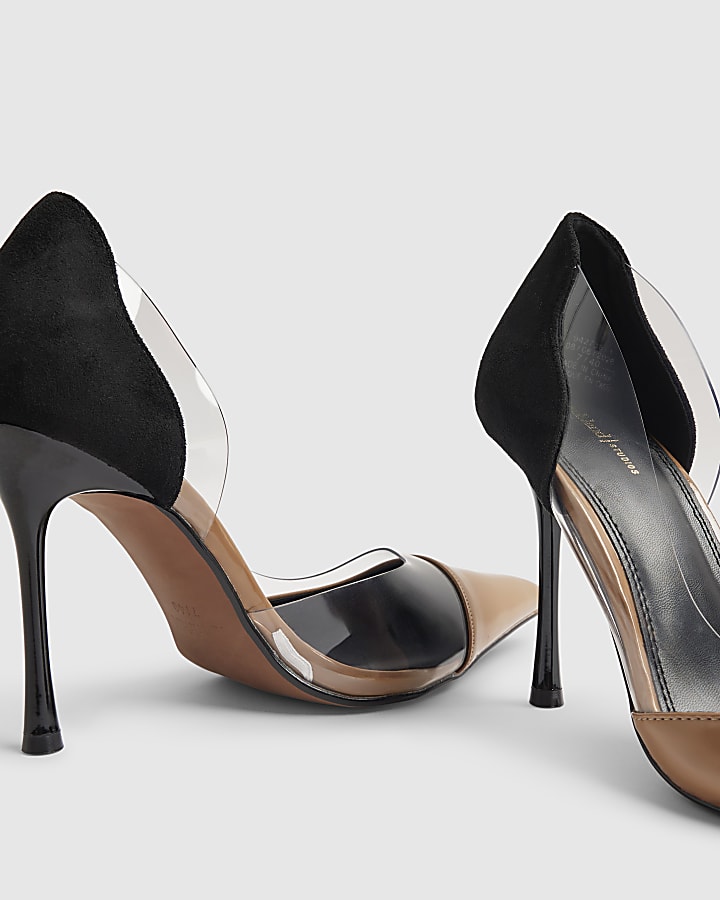 Black Spliced Perspex Court Heels
