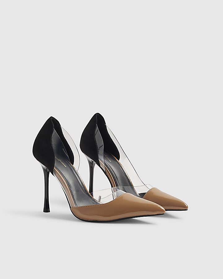 Black Spliced Perspex Court Heels