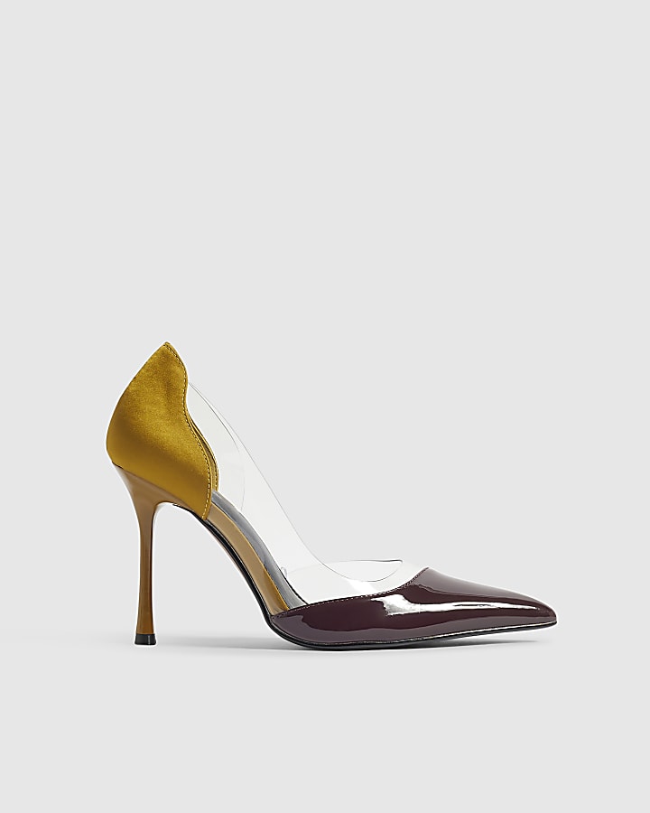 Yellow Spliced Perspex Court Heels