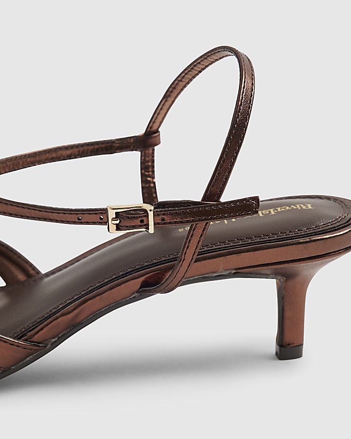 Brown Diamante Caged Court Heels