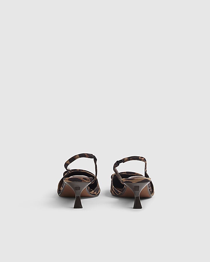 Brown Leopard Print Slingback Court Heels
