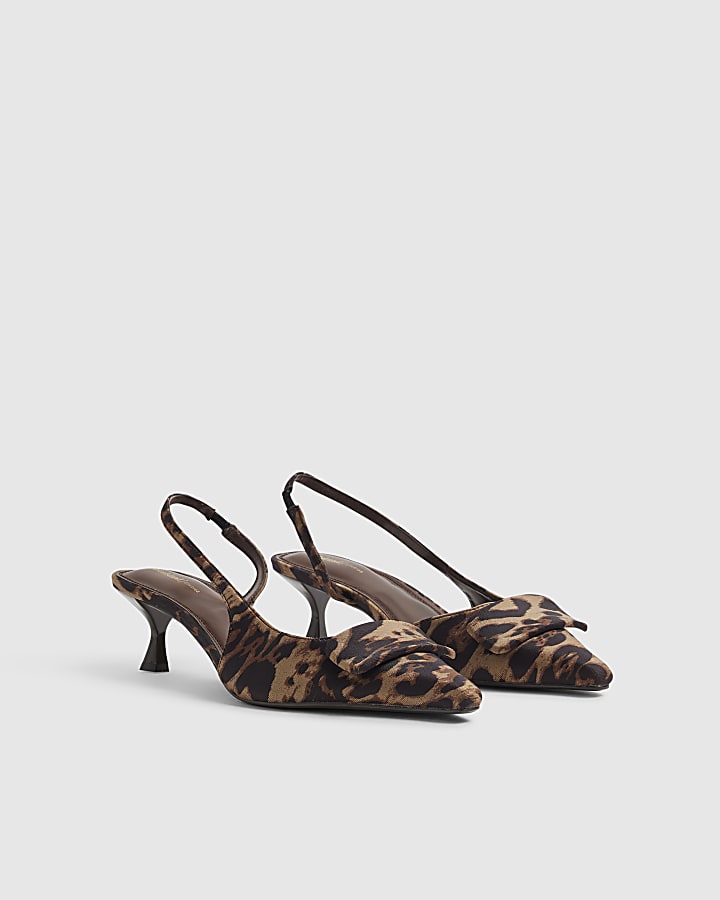 Brown Leopard Print Slingback Court Heels