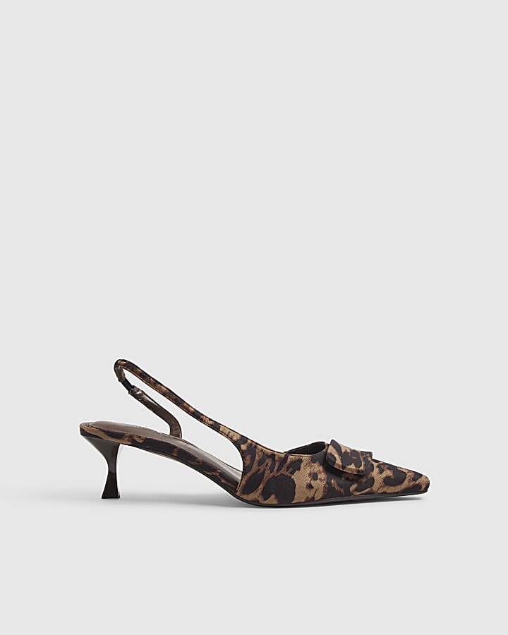 Brown Leopard Print Slingback Court Heels
