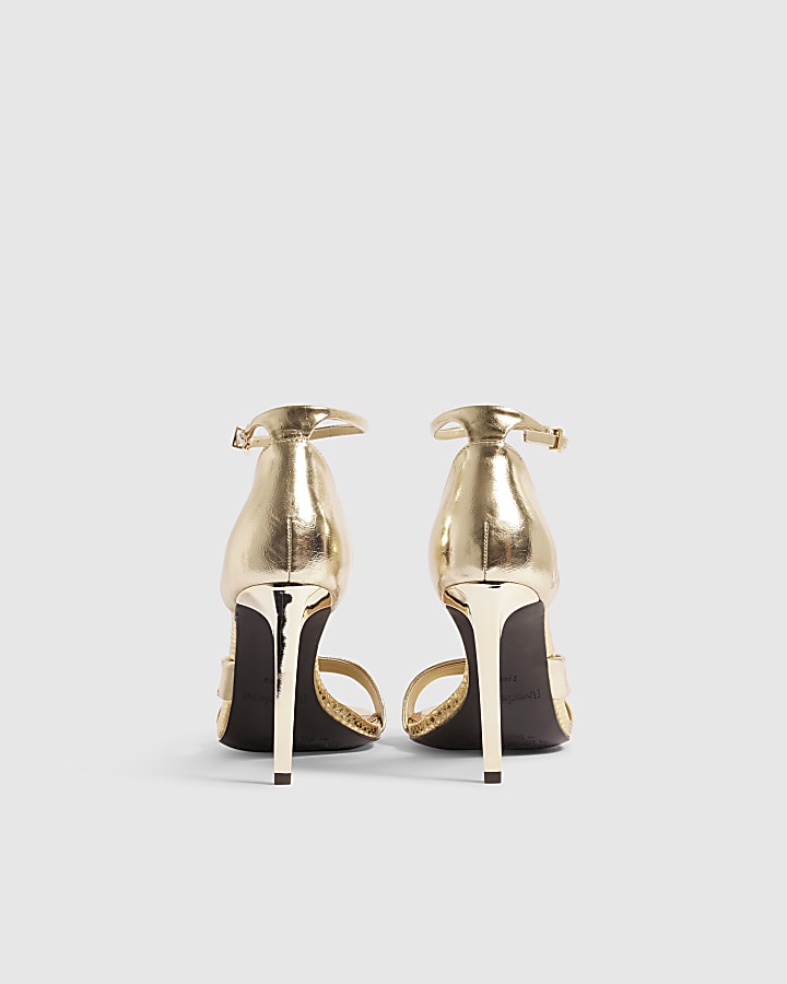 Gold Barely There Heeled Sandal