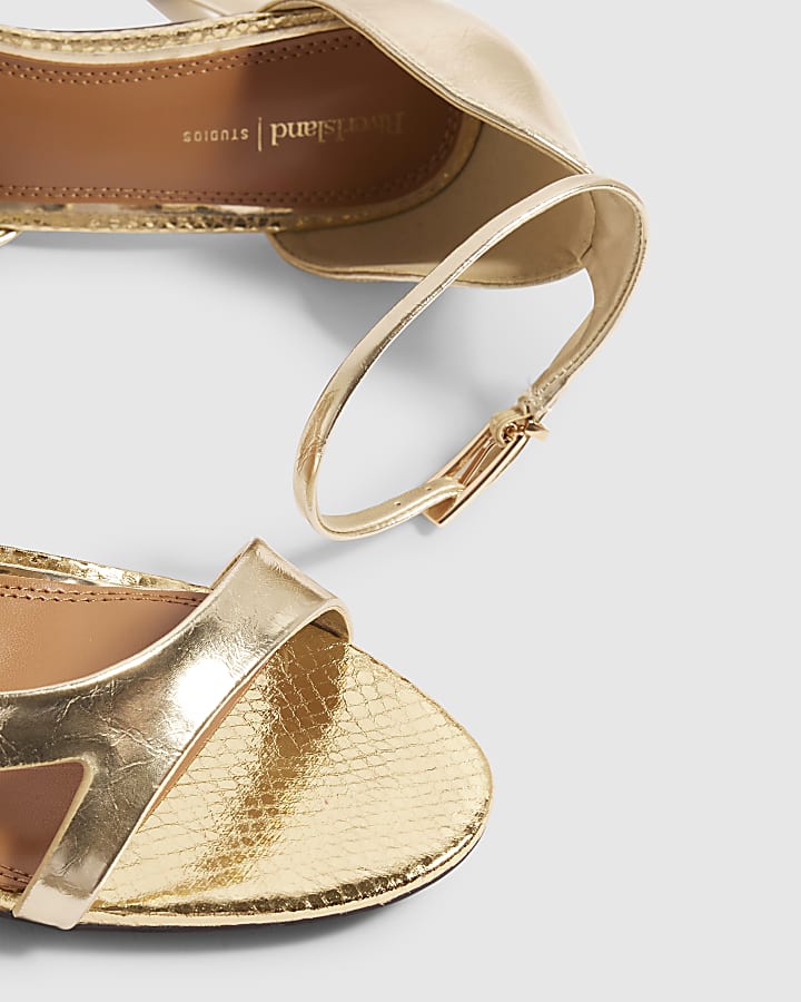 Gold Barely There Heeled Sandal