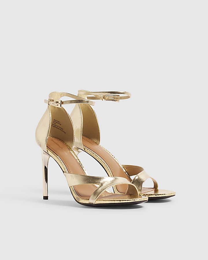 Gold Barely There Heeled Sandal