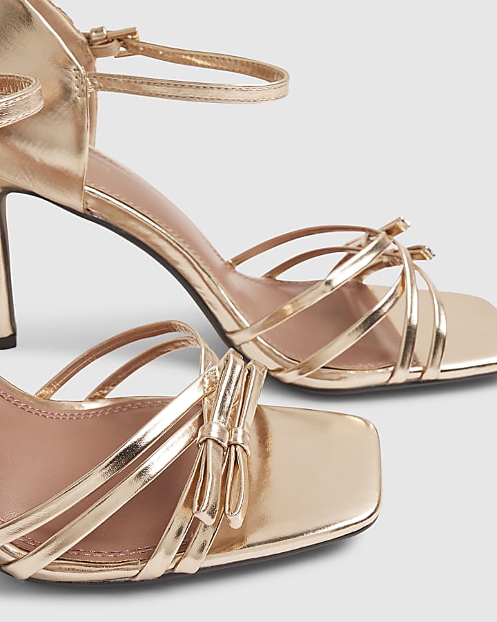 Gold Strappy Heeled Sandals