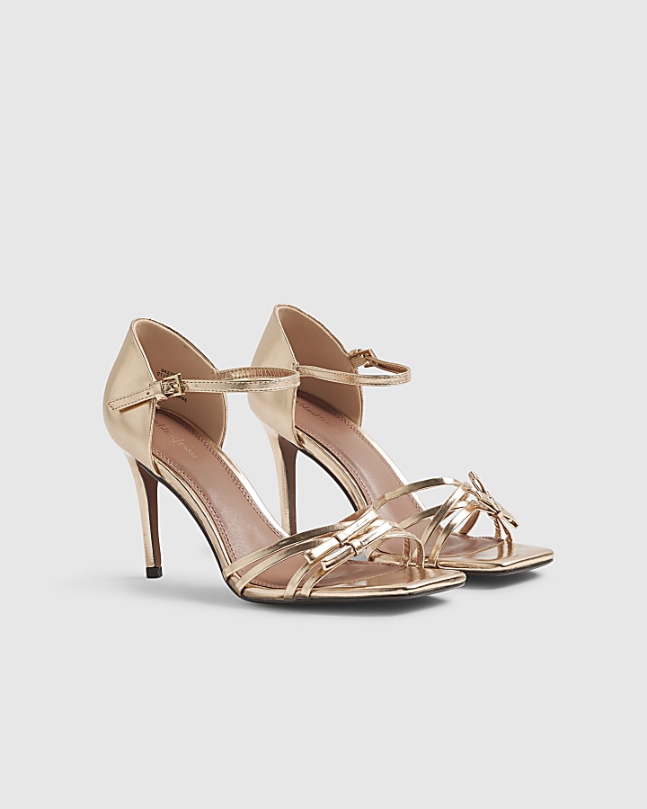 Gold Strappy Heeled Sandals