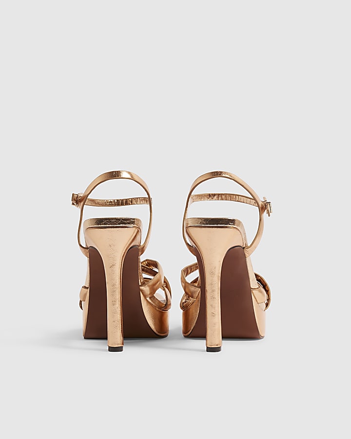 Rose Gold Twisted Heeled Sandals