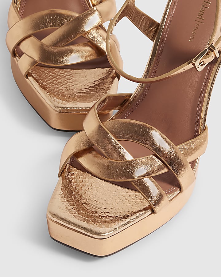 Rose Gold Twisted Heeled Sandals