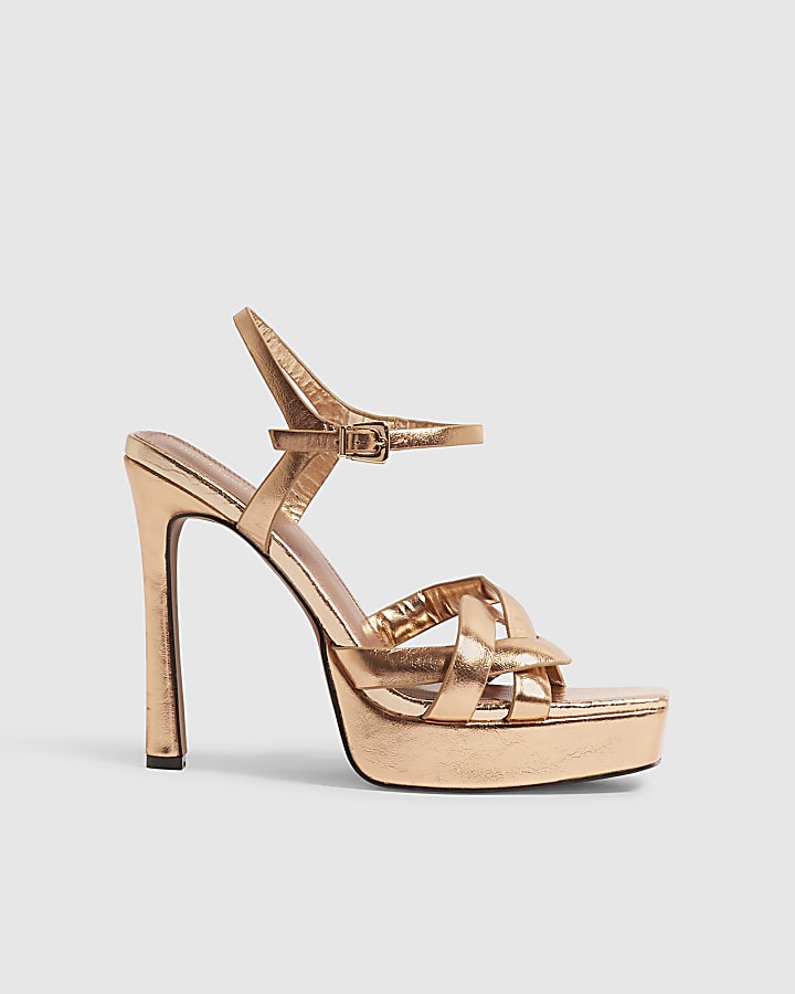 Rose Gold Twisted Heeled Sandals
