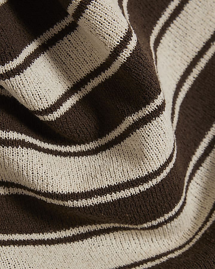 Brown Stripe Halter Neck Top
